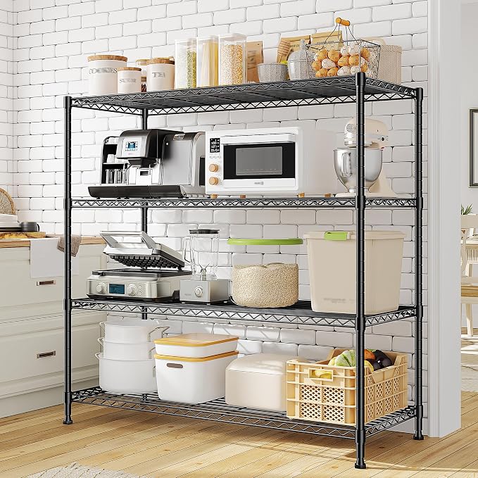 45 "W Metal Shelving Unit 4 Tier Storage Shelves Adjustable Wire Shelving Metal - Image 2