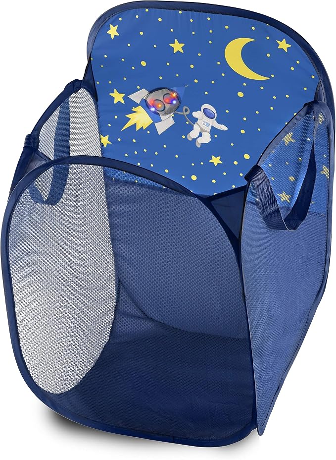 Store & Score Kids Fun LED Space Ship Light-Up Mesh Pop-up Hamper, Collapsible by Unknown