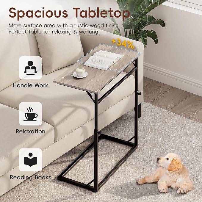 Vagusicc C Shaped End Table, 33.5"Tall Side Table - Image 6