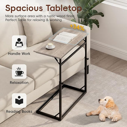 Vagusicc C Shaped End Table, 33.5"Tall Side Table - Image 6