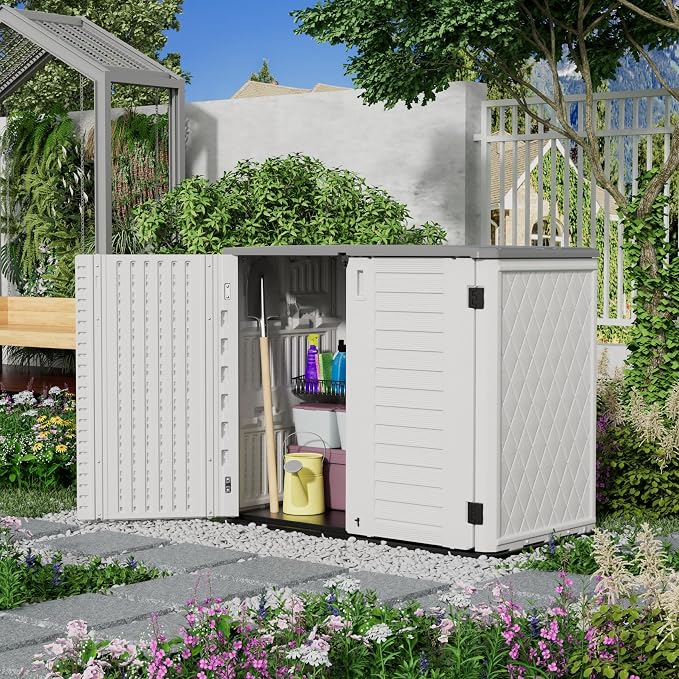 Outdoor Patio Storage Shed, Waterproof Horizontal Outdoor Storage Cabinet - Image 6