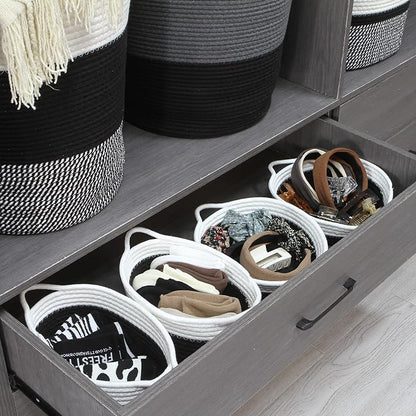 Sea Team 2-Pack Cotton Rope Baskets, Fabric Tray, Oval Open Dish - Image 3