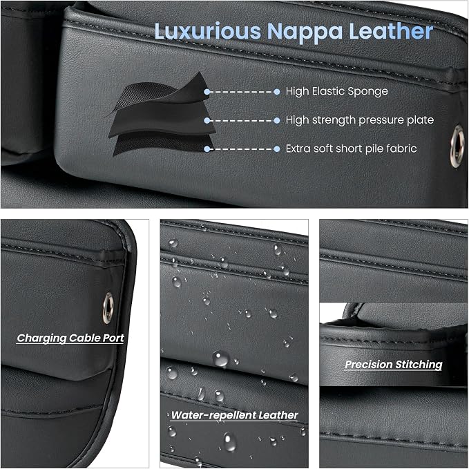 2-Pack PU Leather Car Seat Gap Organizer | 1 Cup Holder per Side | - Image 4