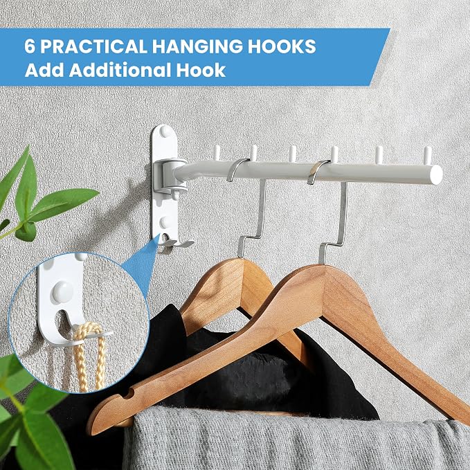Mooche Swing Clothes Hanger Rack, Garment Racks Folding Clothes Bar Wall Mounted - Image 5