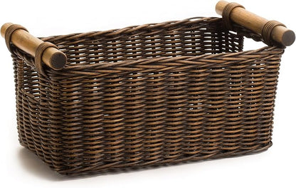 The Basket Lady Petit Pole Handle Wicker Storage Basket, 12 in L x 6.5 in W x 6 by TheBasketLady