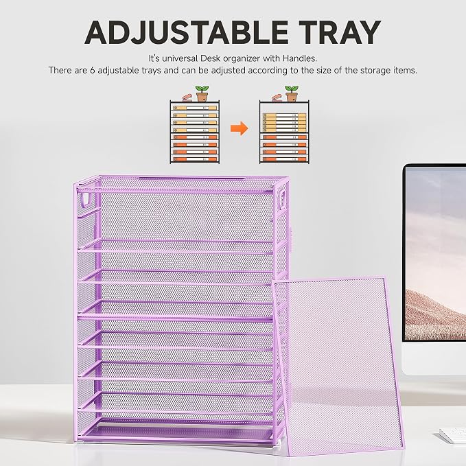 SUBEKYU 9 Tier Paper Letter Tray Desk Organizer - Image 2