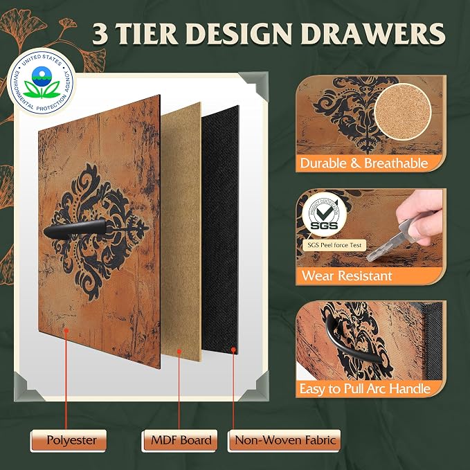 WLIVE 8 Drawer Fabric Dresser for Bedroom, Tall Storage Tower, Pattern | - Image 5