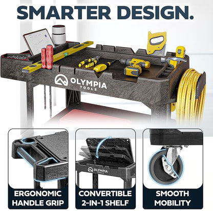 Olympia Tools 2-in-1 Heavy Duty Utility Work Cart, Rolling Tool Cart - Image 6
