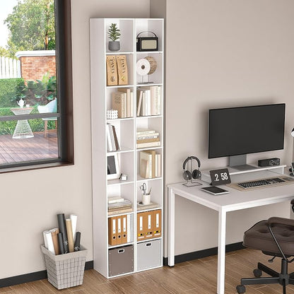 8-Cube Storage Organizer Bookcase, Tall Narrow Bookshelf - Image 5