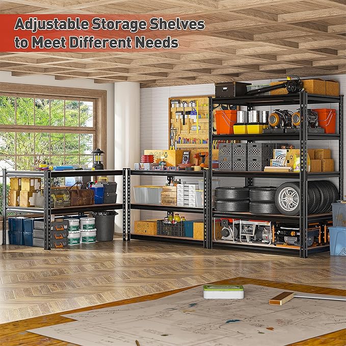 REIBII 2020LBS Storage Shelves 5 Tier Garage Shelving Heavy Duty, Adjustable - Image 3