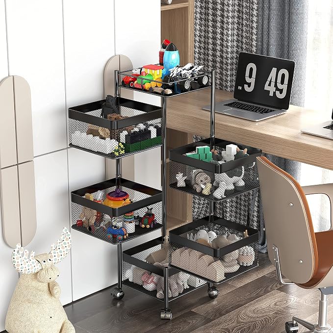 Fruit and Vegetable Basket for Kitchen No Assembly， Rotating Storage Rack - Image 4