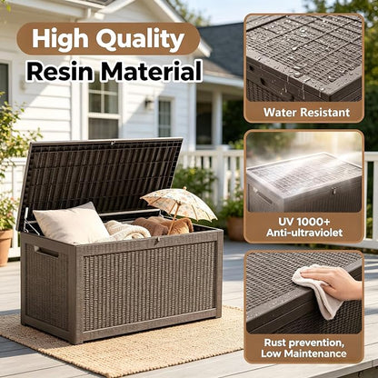 328 Gallon Waterproof Outdoor Storage Box, Heavy Duty Resin Deck Box Lockable - Image 3