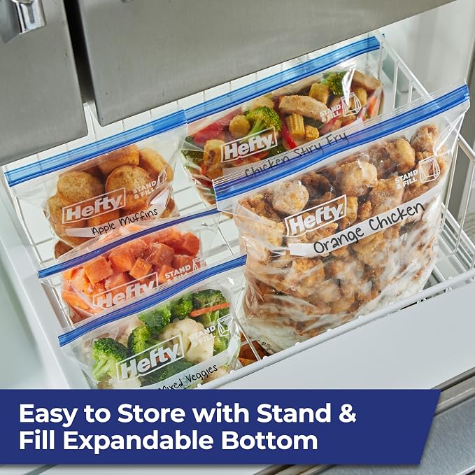 Hefty Press to Close Plastic Freezer Bags, Gallon Size - Image 6