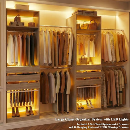 Closet System Set of 2, 5.7-10.4FT Closet Organizer System - Image 3