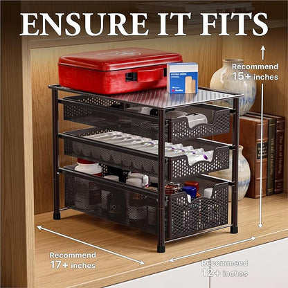 Simple Houseware Stackable 3 Tier Sliding Basket Organizer Drawer - Image 3