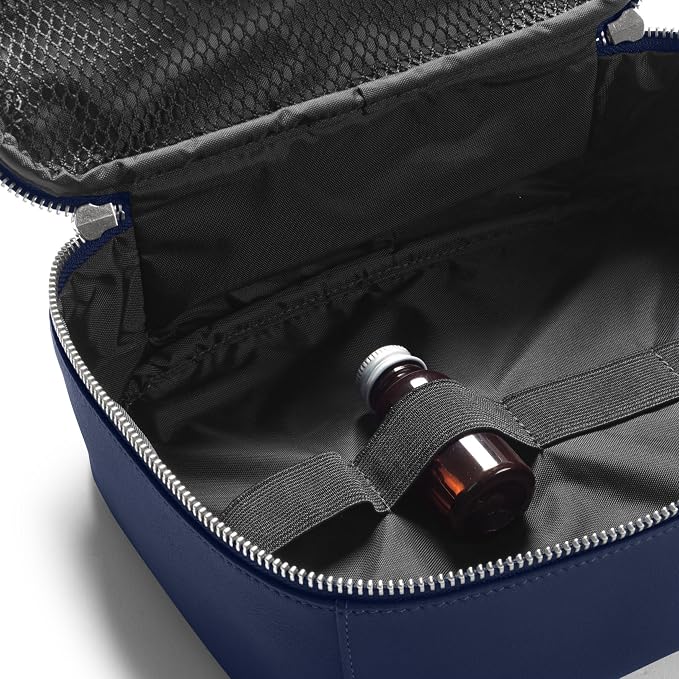 Leatherology Navy Blue Large Travel Organizer – Full-Grain Leather Toiletry Bag - Image 2