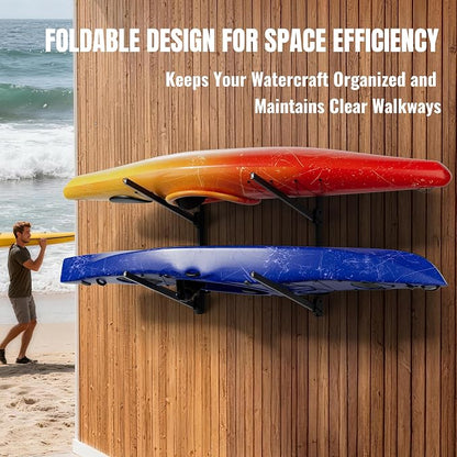 2-Tier Foldable Kayak Wall Mount Rack | Space-Saving Swing-Away Design - Image 2