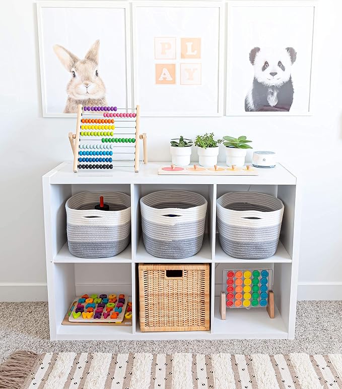 OrganiHaus Set of 3 Gray Woven Storage Baskets - Image 4