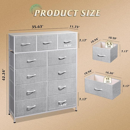 WLIVE Tall Dresser for Bedroom, Fabric Dressers Storage Tower, Dresser & Chest - Image 3