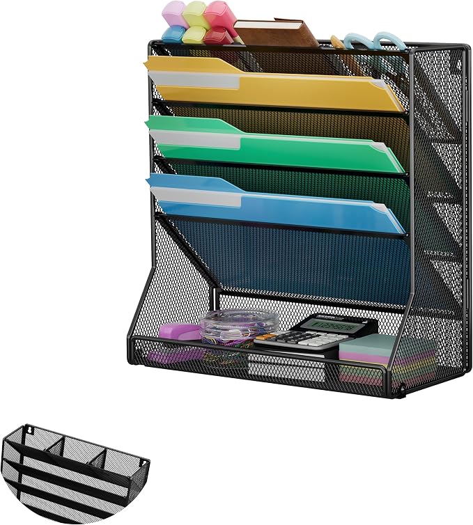 File Organizer Wall Mounted 5 Tiers, Durable Adjustable Metal Vertical Hanging by Jakyitvi