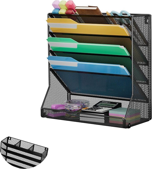 File Organizer Wall Mounted 5 Tiers, Durable Adjustable Metal Vertical Hanging by Jakyitvi