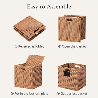 UBBCARE 2 Pack Wicker Basket, 12×12 Storage Cubes - Image 7