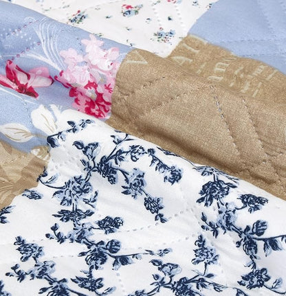 Brilliant Sunshine Pink and Blue Roses Toile Couch Armrest 5 Pockets Organizer - Image 4