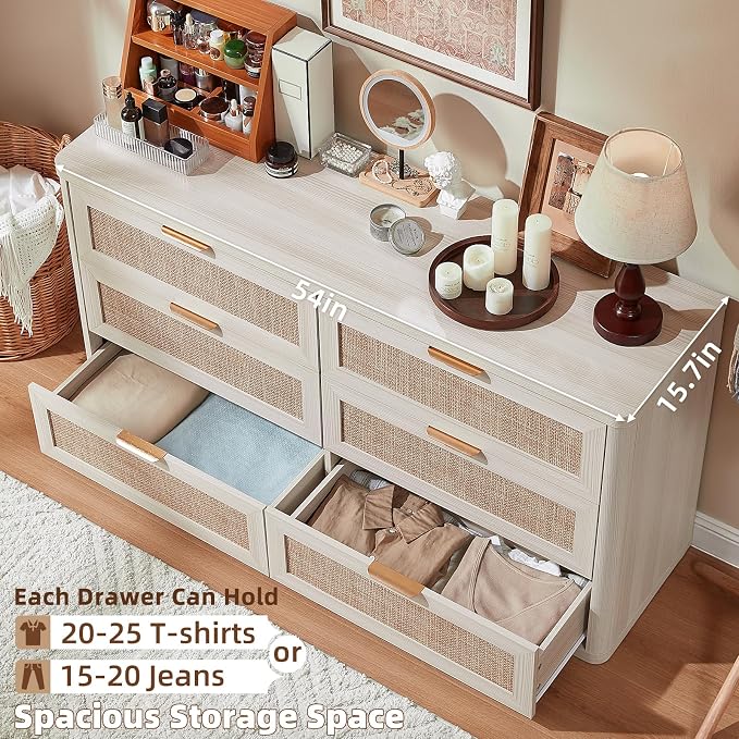 LEYAOYAO Rattan 6 Drawer Dresser - Image 3