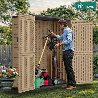 YITAHOME 59 Cuft Outdoor Tall Storage Shed, Waterproof Vertical Resin Shed - Image 3