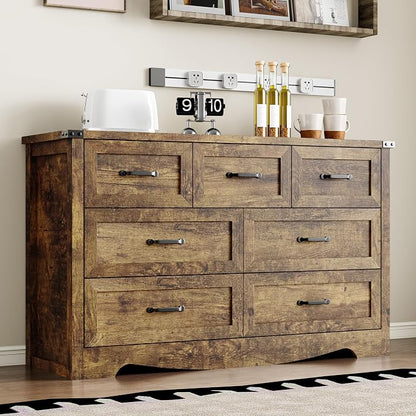 7-Drawer Dresser for Bedroom, Modern Wooden Chest of Drawers - Image 7