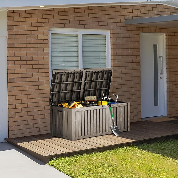 TARKARI 180 Gallon Lockable Resin Deck Box, Waterproof & UV-Resistant Outdoor - Image 5