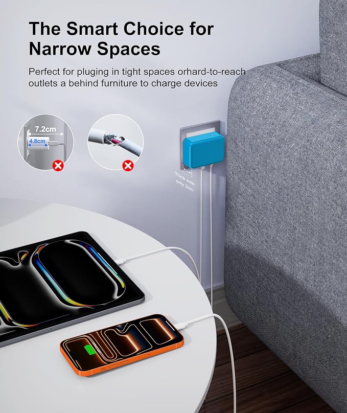 Fast Charger Block, GaN 6 Port USB C Charging Station Hub Cube, 100W Multiport - Image 4