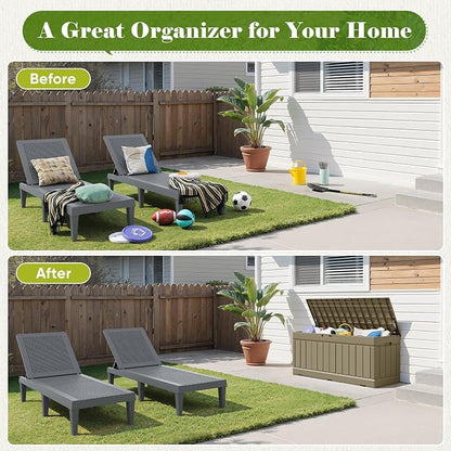 Flamaker Outdoor Storage Box 80 Gallon Resin Waterproof Deck Box Delivery Box - Image 5