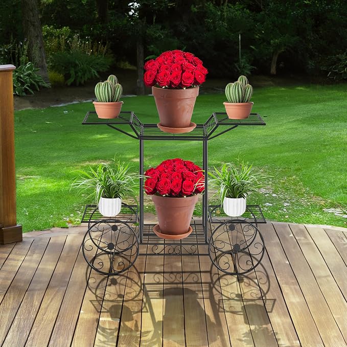 Sorbus® Garden Cart Stand & Flower Pot Plant Holder Display Rack, 6 Tiers - Image 4