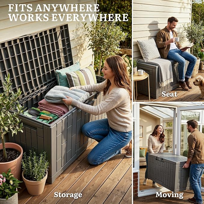 YITAHOME 60 Gallon Outdoor Storage Box, Waterproof Resin Deck Box - Image 7