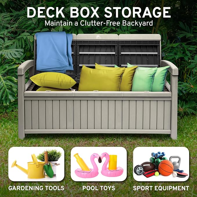 EconoHome 3 Seat Outdoor Storage Bench - Image 3