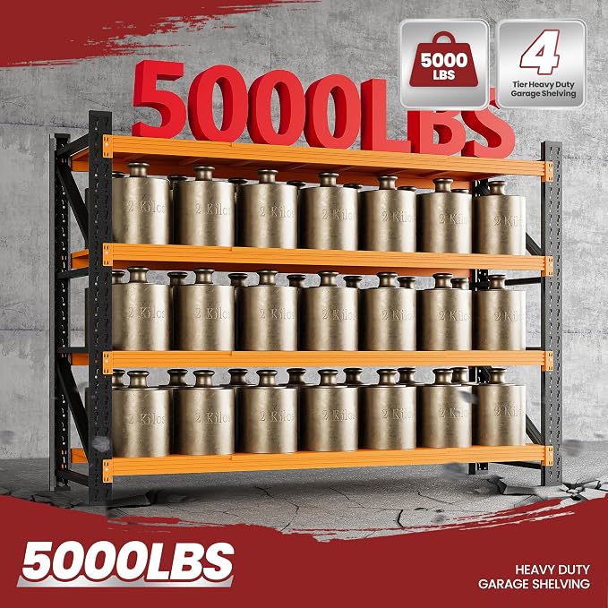 60" Wide Storage Shelves, 5000LBS Garage Shelving Heavy Duty, Standing Shelf - Image 9