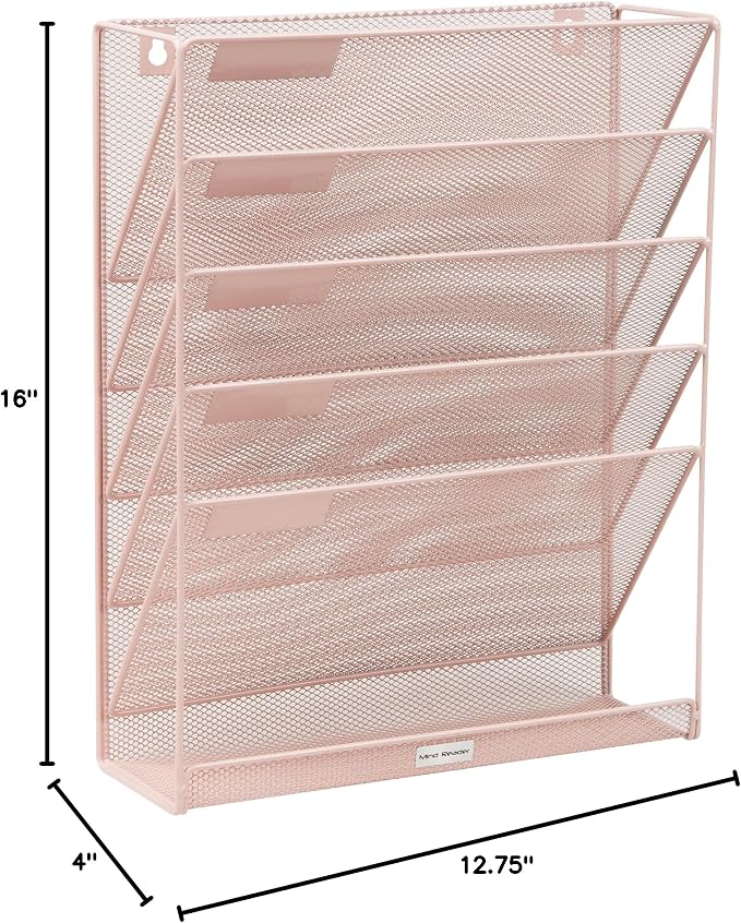 Mind Reader 5-Pocket Vertical File Storage, Desktop Organizer, Wall Mount - Image 7