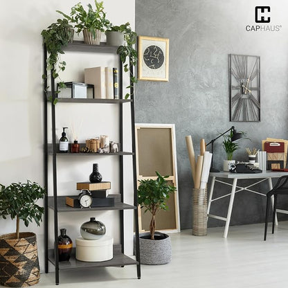 CAPHAUS 5 Tier Ladder Bookshelf, 24 Inch Width Free Standing Shelf, Bookcase - Image 4