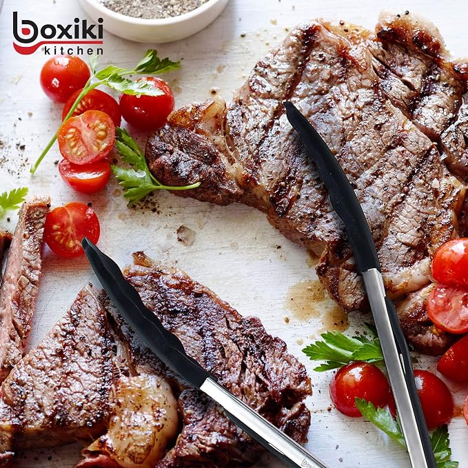 Kitchen Tongs for Cooking with Silicone Tips by Boxiki Kitchen, BPA Free - Image 5