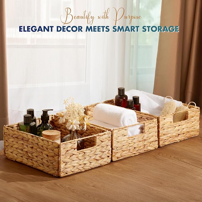 BLUEWEST Water Hyacinth Storage Baskets – Woven Hyacinth Organizer - Image 6