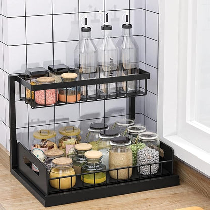 bukfen Under Sink Organizer, Pull Out Cabinet Organizer 2-Tier Slide Out - Image 3