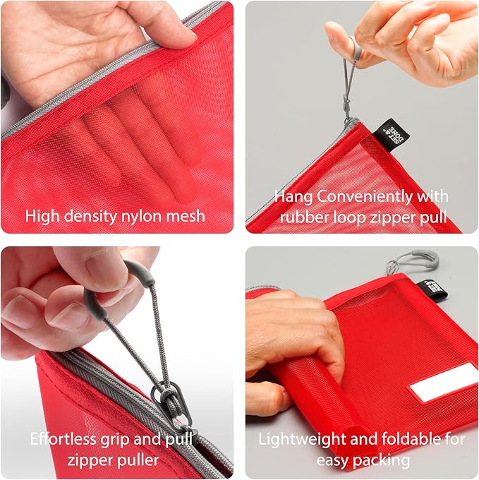 Set & Done Small Mesh Zipper Pouches – Nylon Cosmetic Bags - Image 4