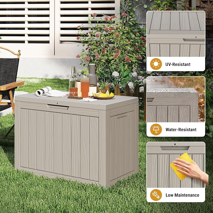 Mars Villa 45 Gallon Outdoor Storage Box, Resin Deck Box Waterproof, Storage - Image 5