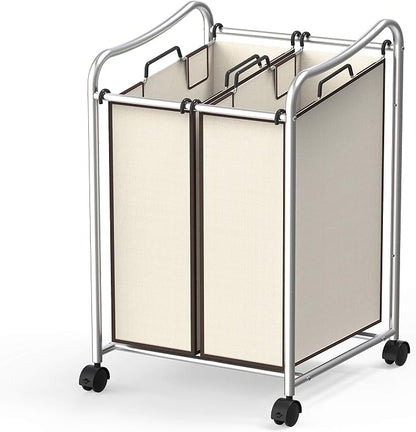 Simple Houseware 2-Bag Heavy Duty Rolling Laundry Sorter Cart, Chrome – 2 by SimpleHouseware