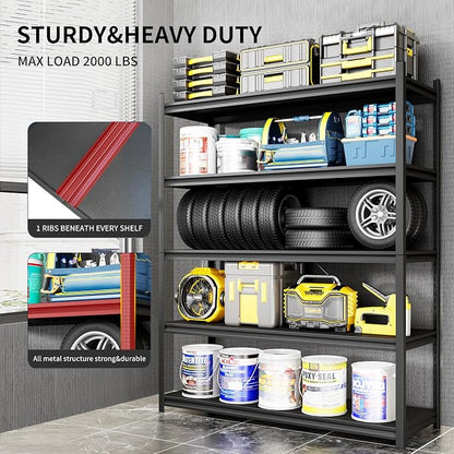 Metal Garage Shelving, Adjustable 5-Tier Heavy Duty Shelving, 3000 LBS Garage - Image 4