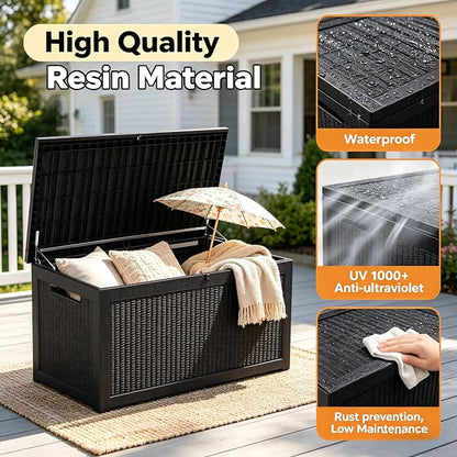 328 Gallon Waterproof Outdoor Storage Box, Heavy Duty Resin Deck Box Lockable - Image 3