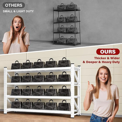 71.3" Wide Heavy Duty Garage Shelving Units, 5000LBS Deep Storage Shelves - Image 9