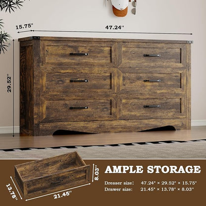 6-Drawer Dresser for Bedroom, Modern Wooden Chest of Drawers - Image 2