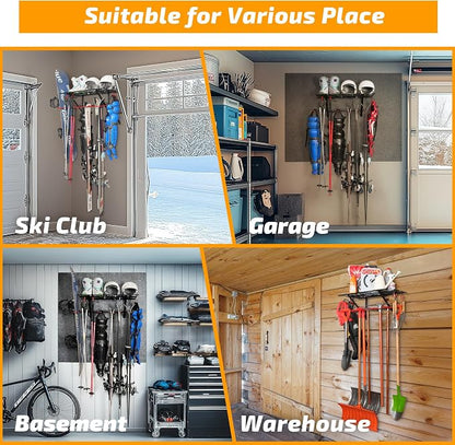 PLKOW Wall-Mounted Ski Rack, Skis Storage Rack - Image 3
